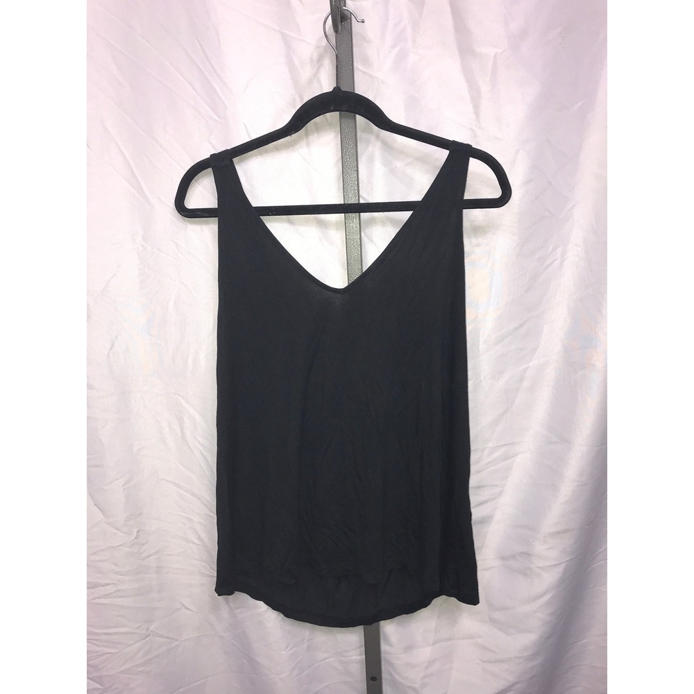 Soho New York & Company Jeans Soft Tee Black V-Neck Cross Back Tank Top XL